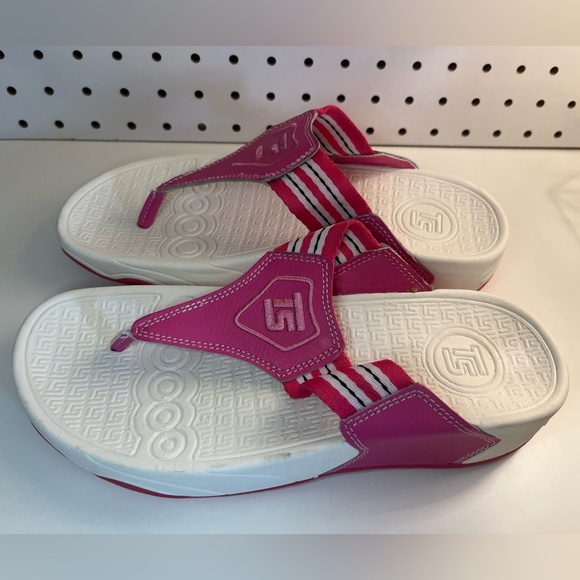 TheraSandal by TheraShoe Flip Flop Thong Therapy Molded Insole Pink Leather - Picture 2 of 14